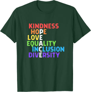 Kindness Peace Equality Inclusion Diversity Human Rights Small T-Shirt - T-Shirt | Forest