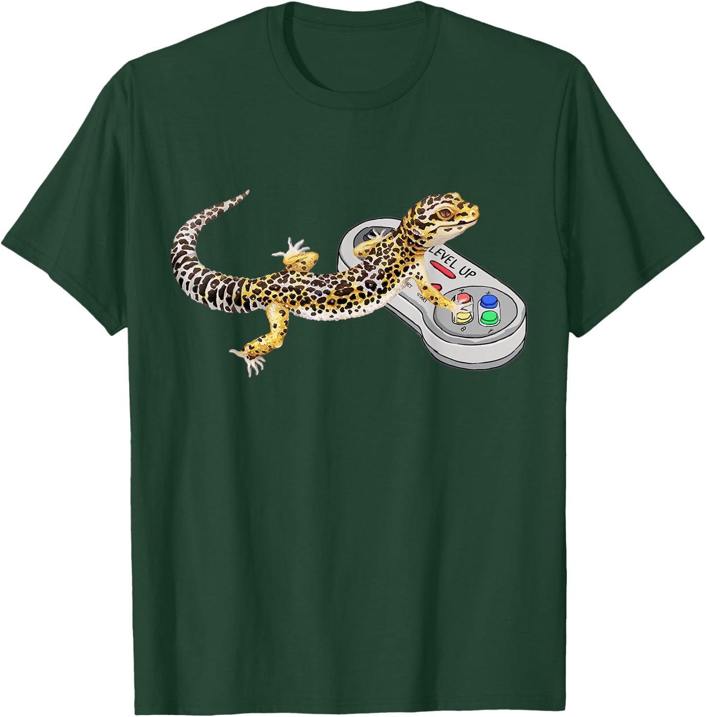Leopard Gecko Playing Video Game Lizard & Reptiles Gamers Small T-Shirt - T-Shirt | Forest
