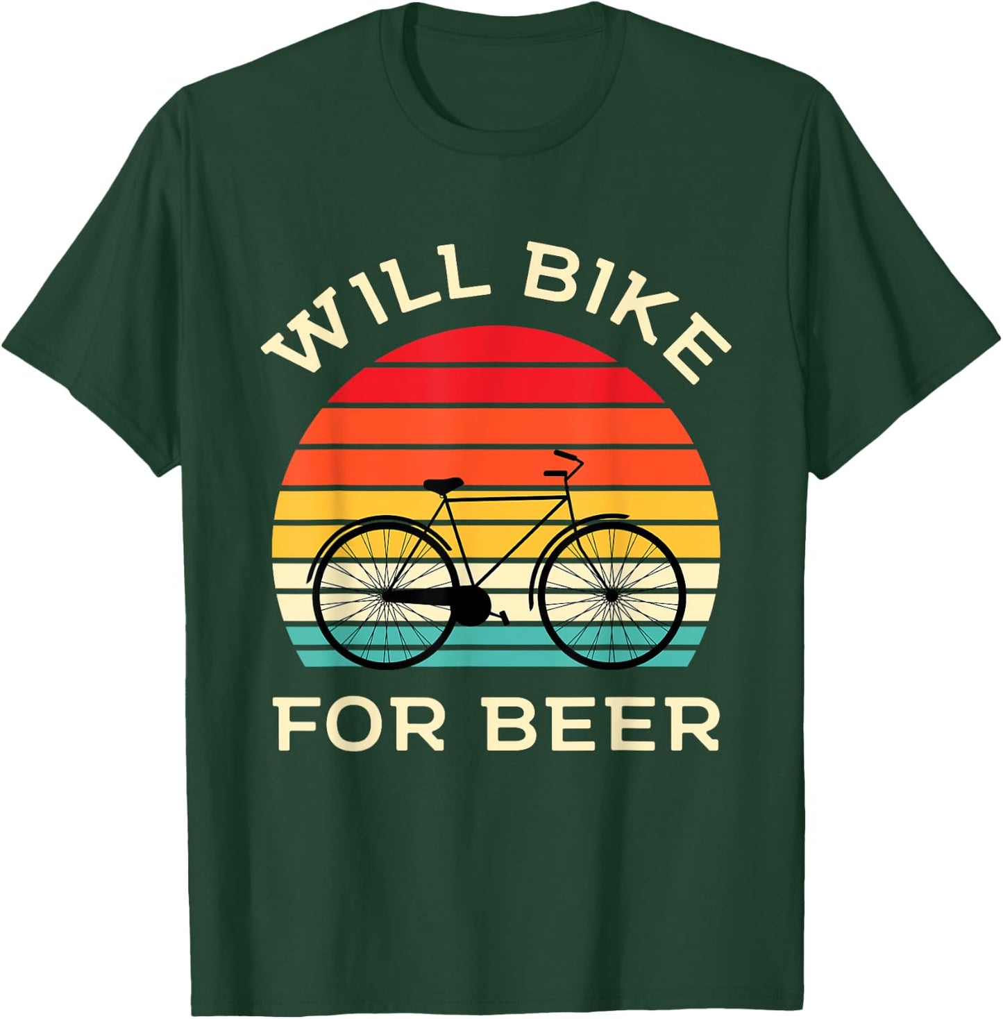Will Bike for Beer - Funny Cycling & Beer Lover T-Shirt - T-Shirt | Forest