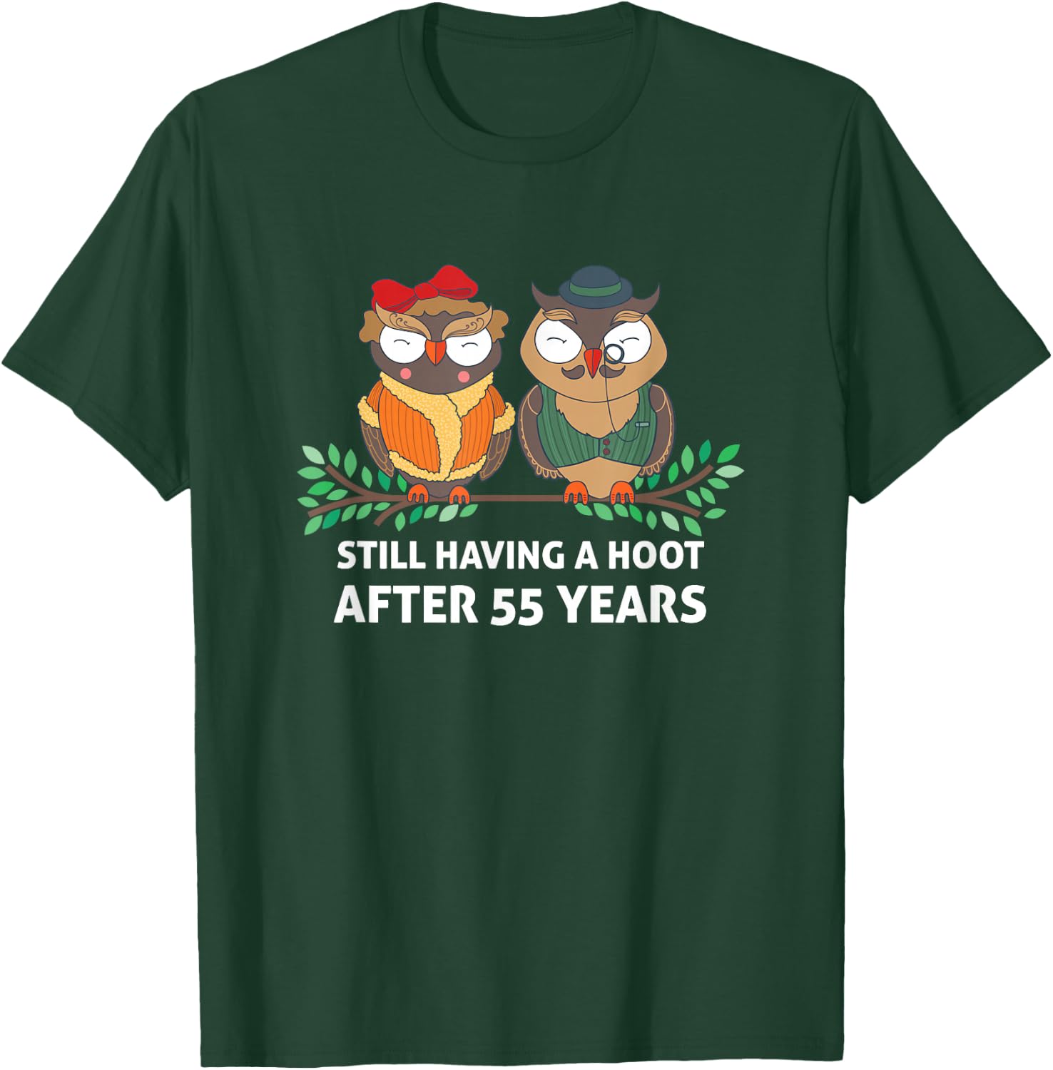 Funny 55th Wedding Anniversary Gift Couple Owls T-Shirt - T-Shirt | Forest