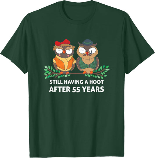 Funny 55th Wedding Anniversary Gift Couple Owls T-Shirt - T-Shirt | Forest