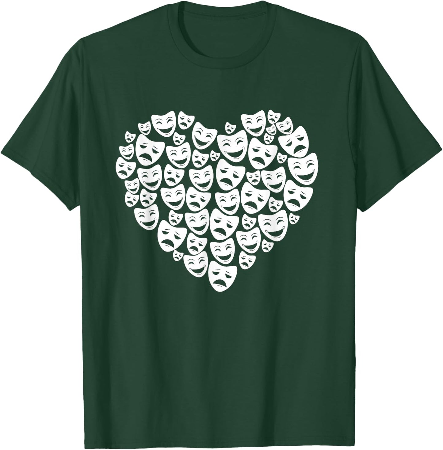 Drama Theatre Mask Lover Heart Gift Actress T-Shirt - T-Shirt | Forest