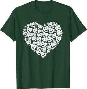 Drama Theatre Mask Lover Heart Gift Actress T-Shirt - T-Shirt | Forest