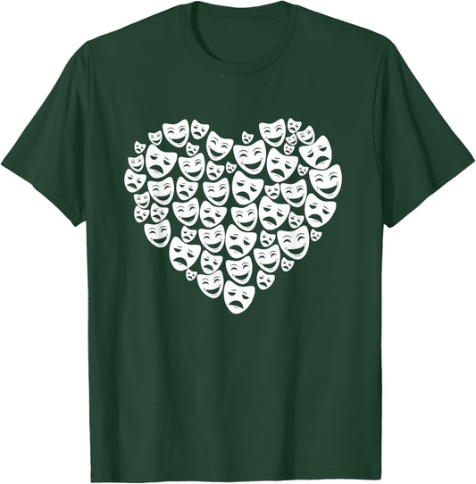 Drama Theatre Mask Lover Heart Gift Actress T-Shirt - T-Shirt | Forest