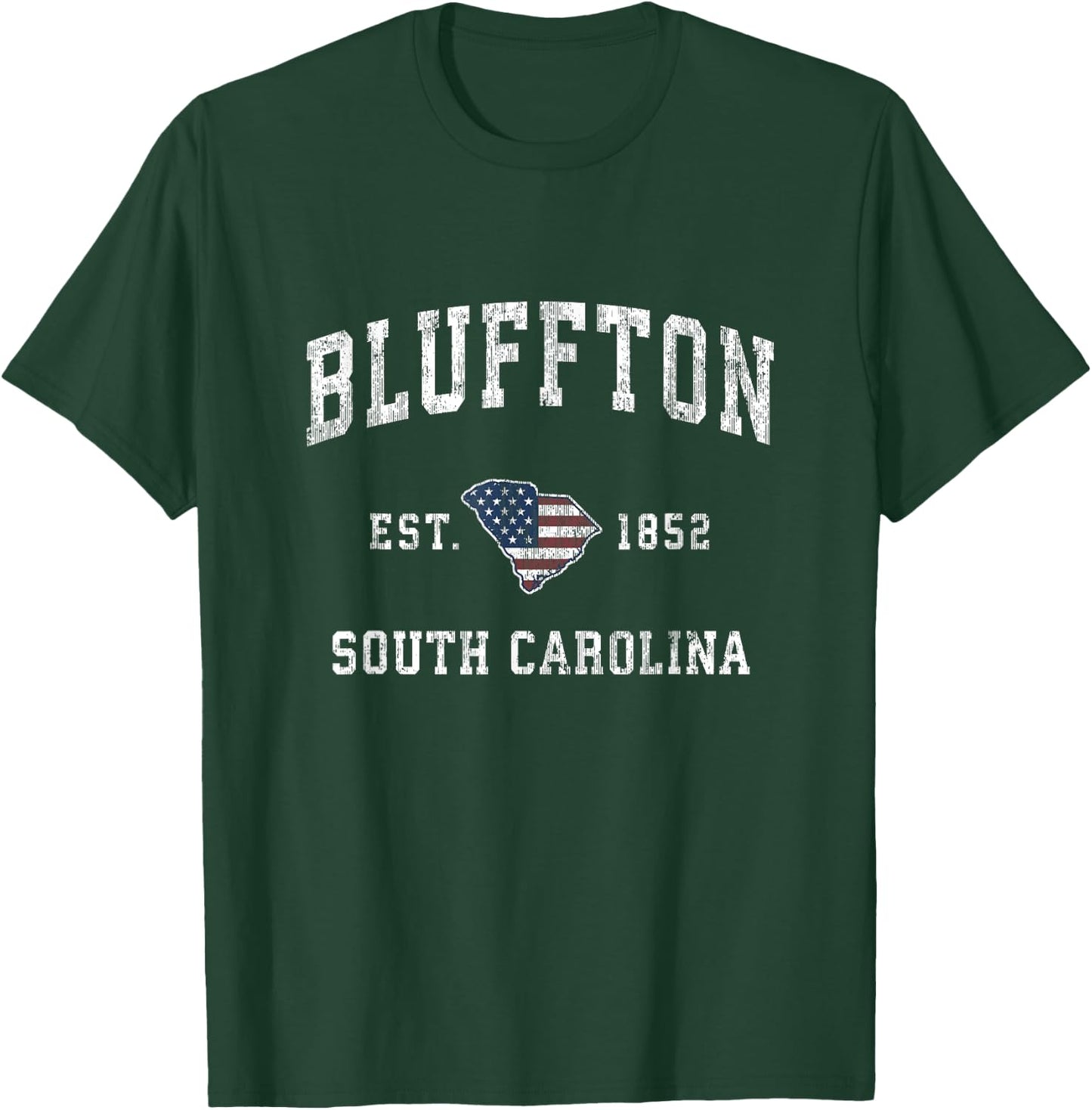 Bluffton South Carolina SC Vintage American Flag Design T-Shirt - T-Shirt | Forest