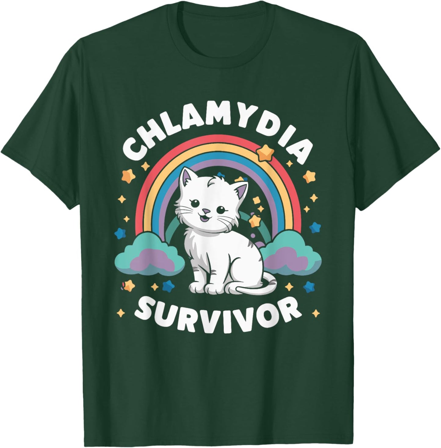 Cat Funny Embarrassing Meme Adult Humor Chlamydia Survivor , Small, Black T-Shirt - T-Shirt | Forest