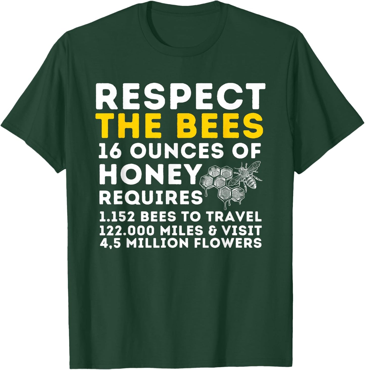 Respect The Bees - Bee Lover Beekeeping & Beekeeper Small T-Shirt - T-Shirt | Forest