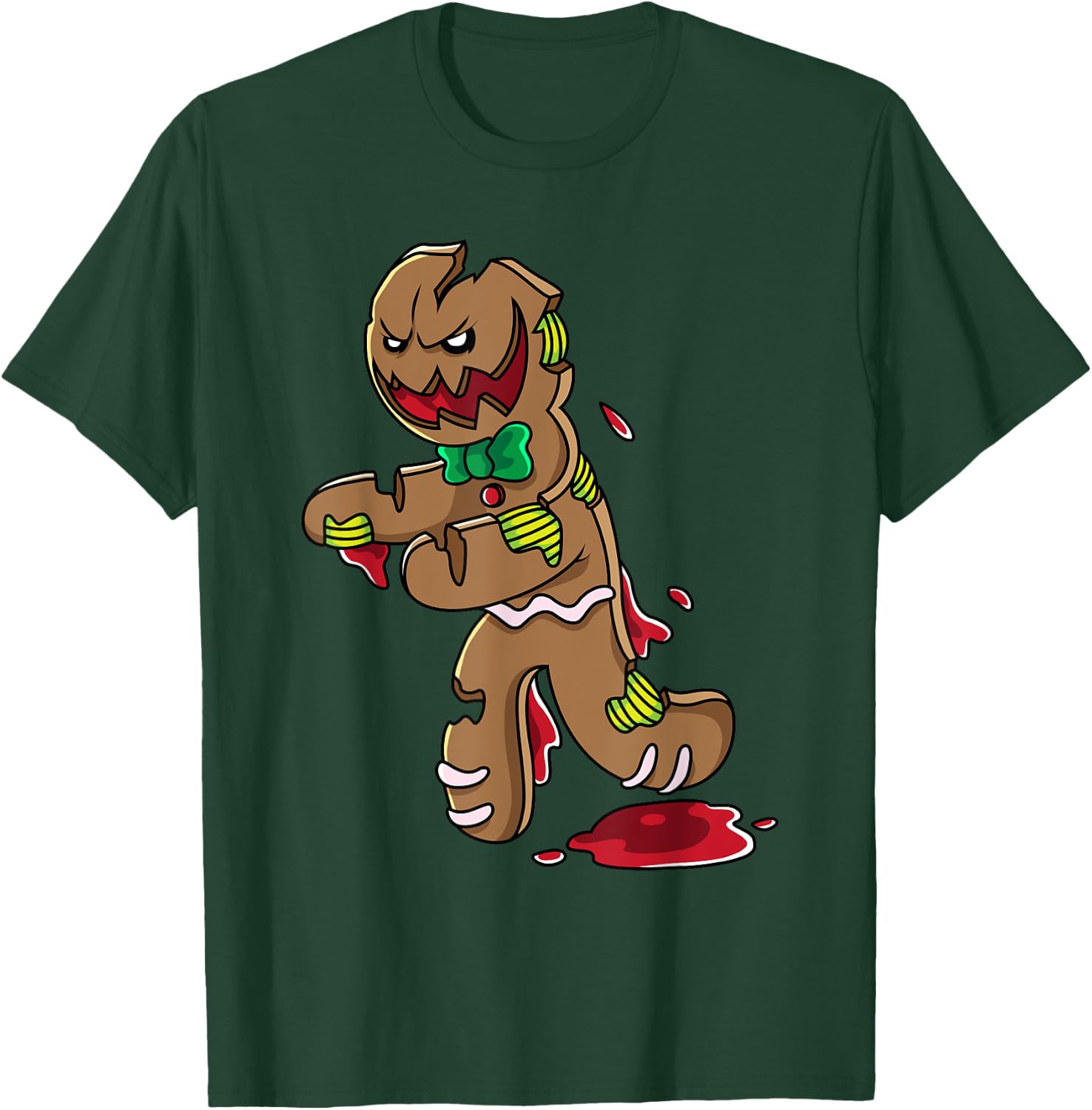 Scary Zombie Gingerbread Man Christmas Horror Krampus Cookie T-Shirt - T-Shirt | Forest