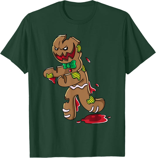 Scary Zombie Gingerbread Man Christmas Horror Krampus Cookie T-Shirt - T-Shirt | Forest