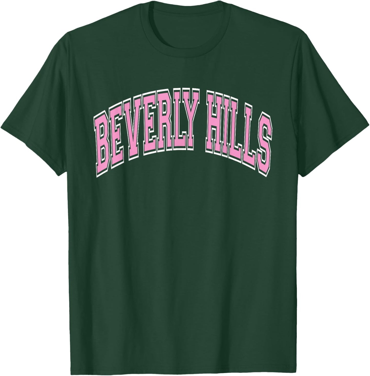 Beverly Hills Arched Pink Text T-Shirt - T-Shirt | Forest