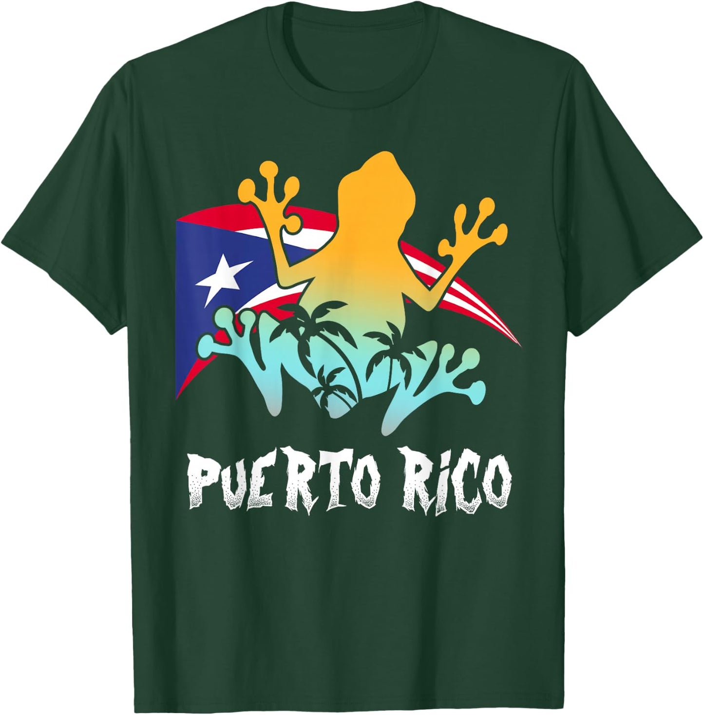 Distressed Style Puerto Rico Frog Gift design Puerto Rico! T-Shirt - T-Shirt | Forest