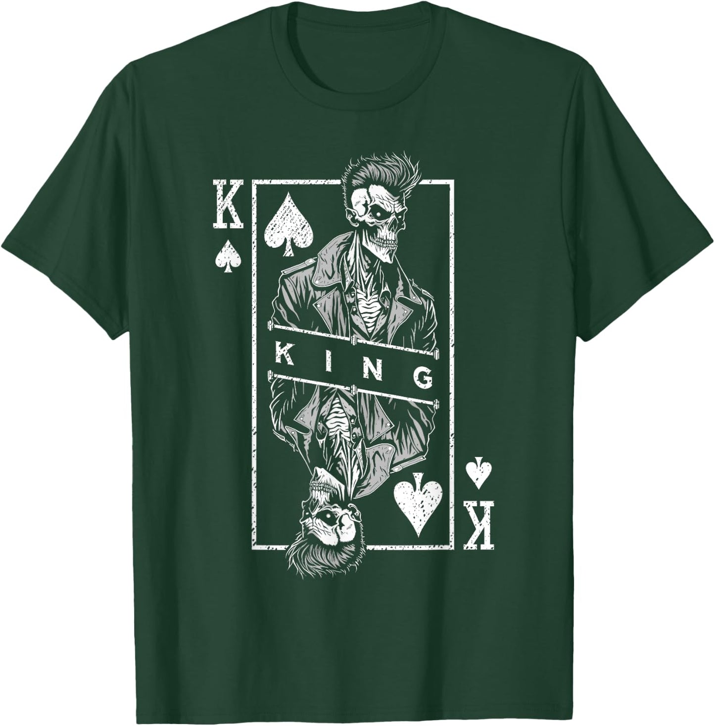 King Of Spades Poker Biker Zombie Halloween Playing Card T-Shirt - T-Shirt | Forest