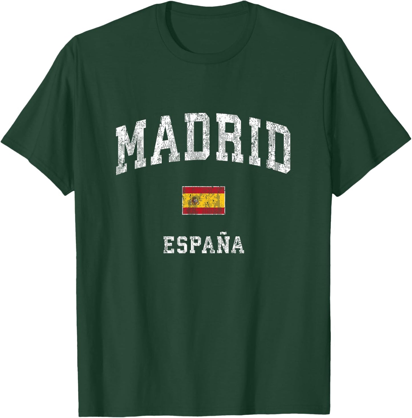 Madrid Spain Espana Vintage Athletic Sports Design T-Shirt - T-Shirt | Forest