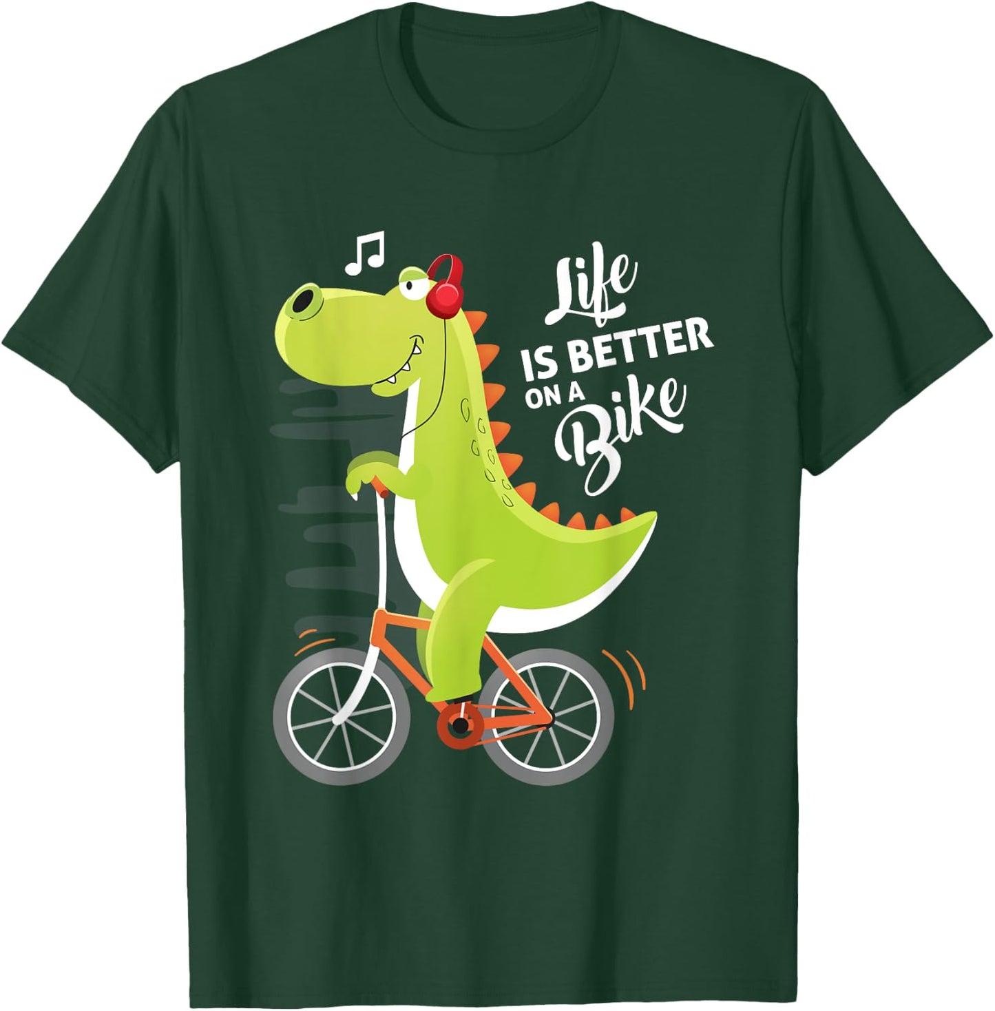 Life is Better On a Bike Cute Dinosaur Bike Cycling Kids T-Shirt - T-Shirt | Forest