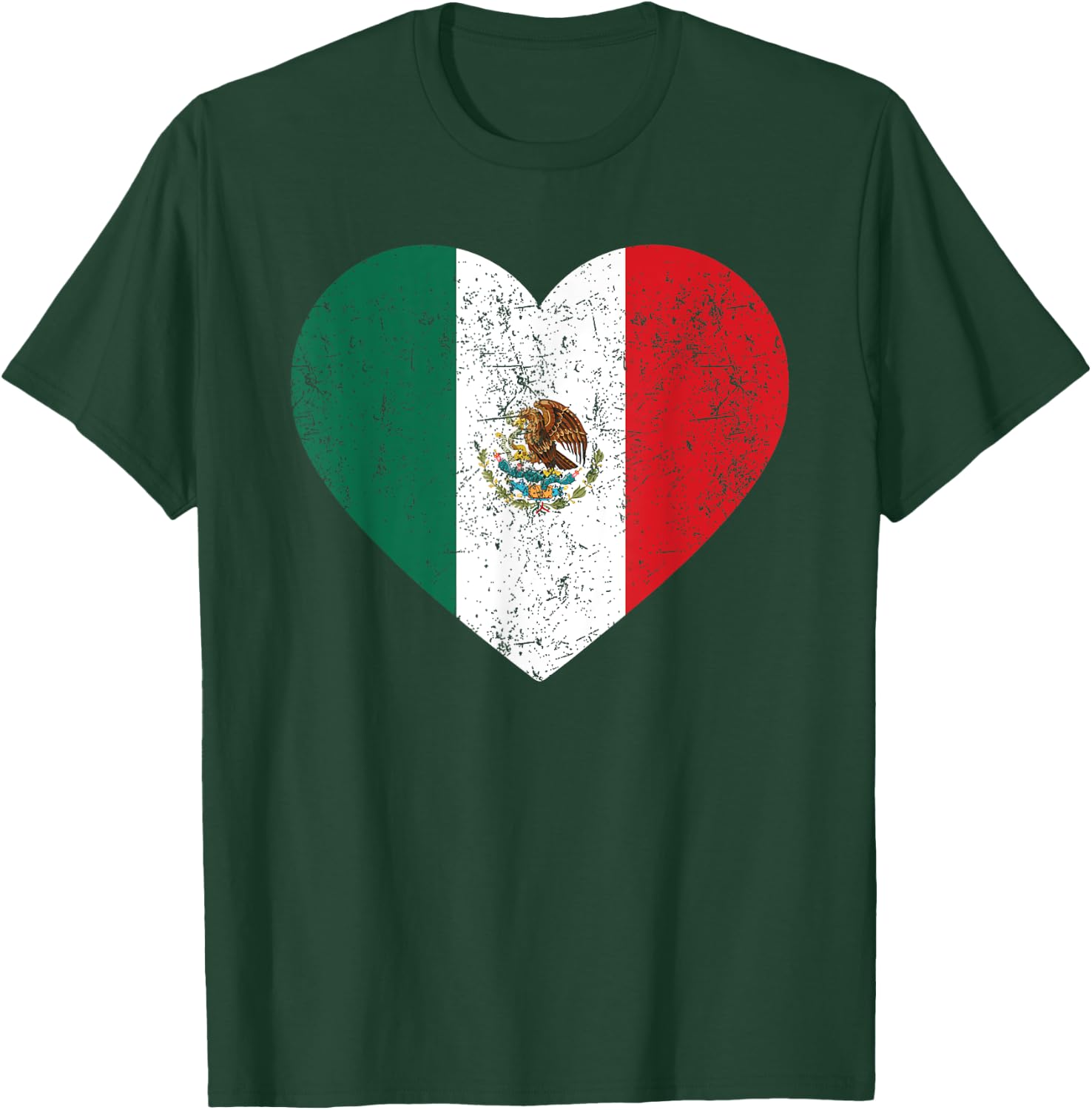 Mexico Flag Heart Mexican Independence Day Women Men Kids T-Shirt - T-Shirt | Forest