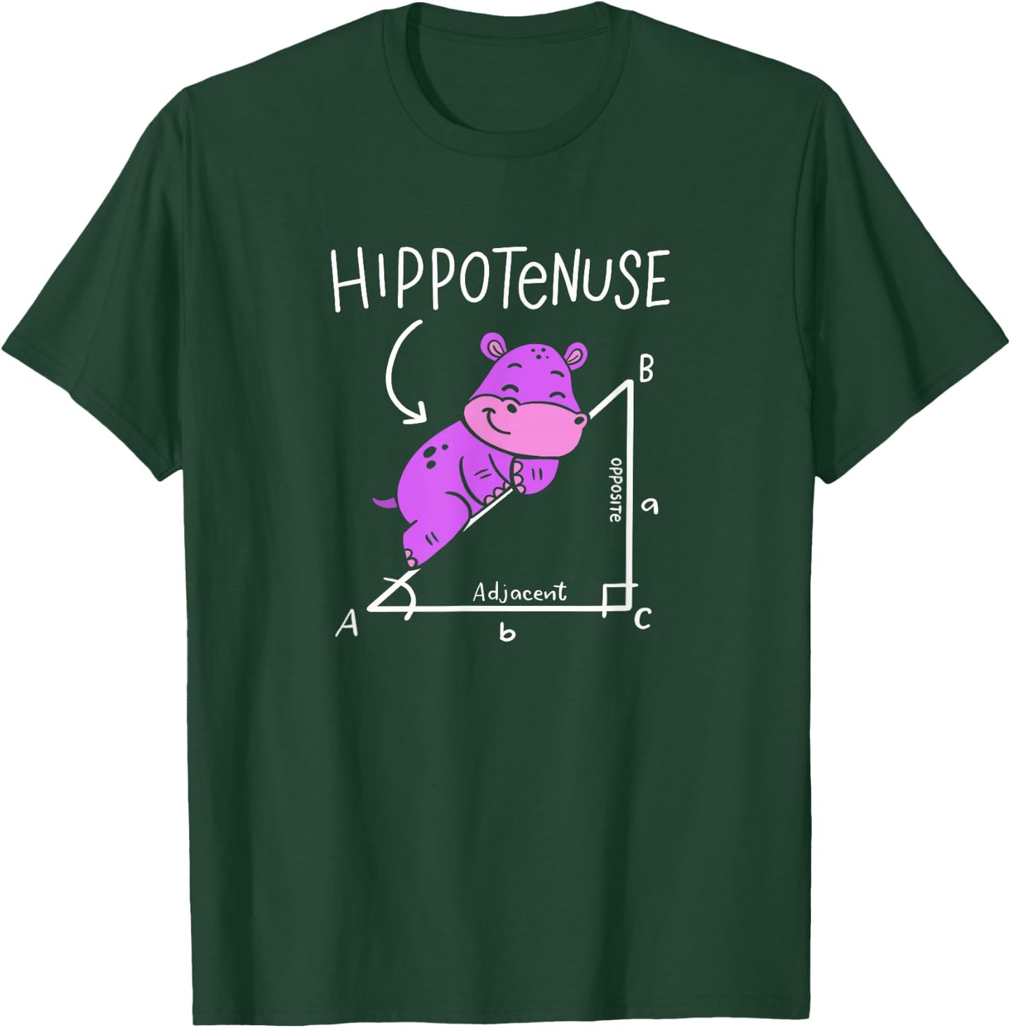 Hippopotamus Geometry Funny Math Lover Hypotenuse Costume T-Shirt - T-Shirt | Forest