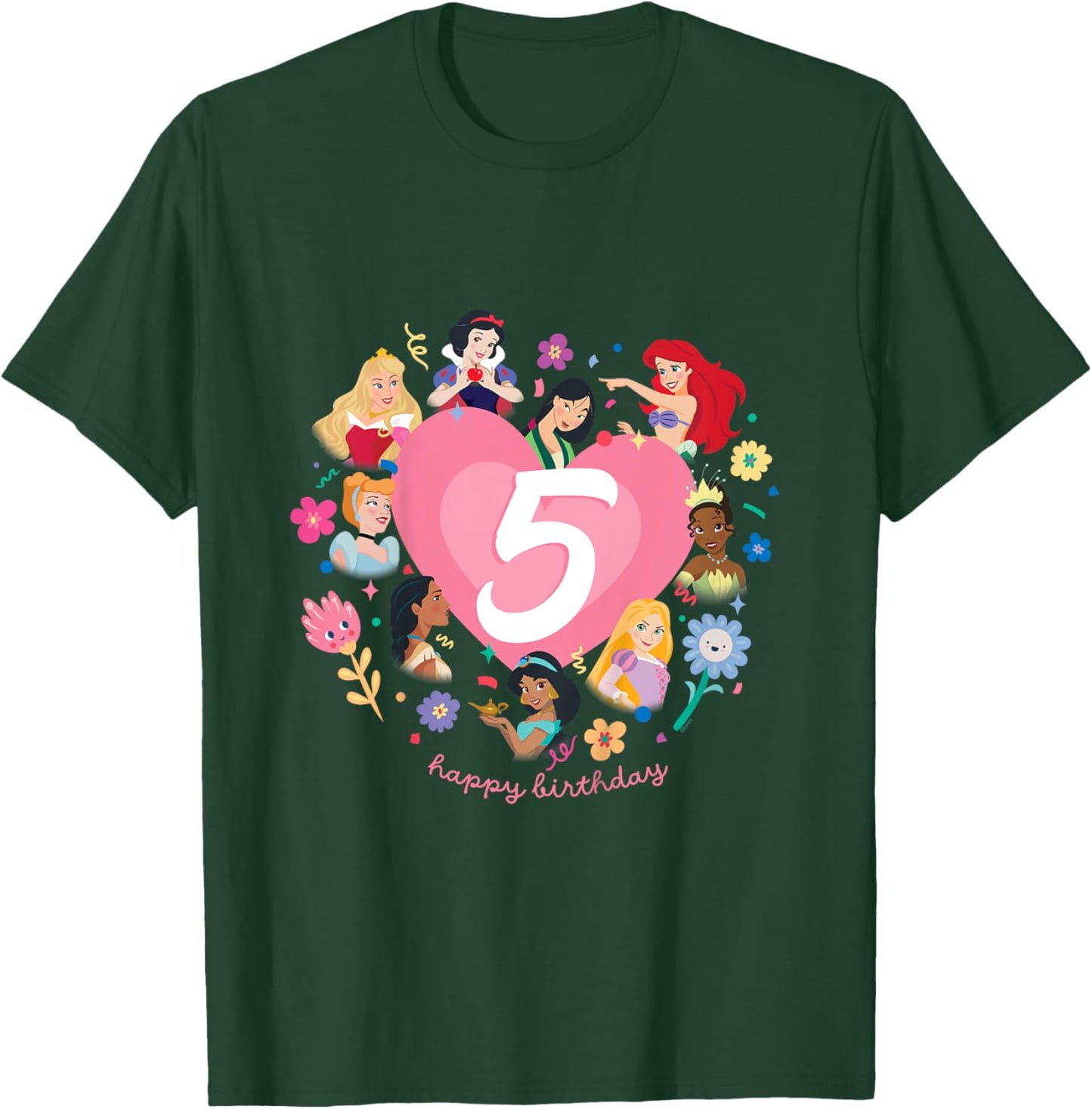 Disney Princess Heart 5 Years Old Happy Fifth Birthday T-Shirt - T-Shirt | Forest