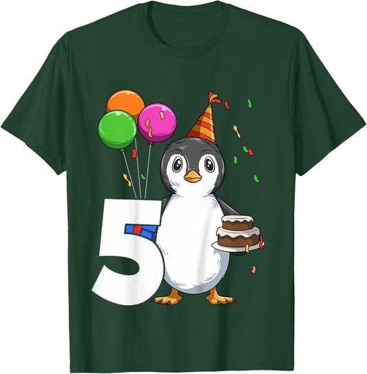 Penguin Birthday 5 Penguin 5th Birthday Outfit Penguin Party T-Shirt - T-Shirt | Forest