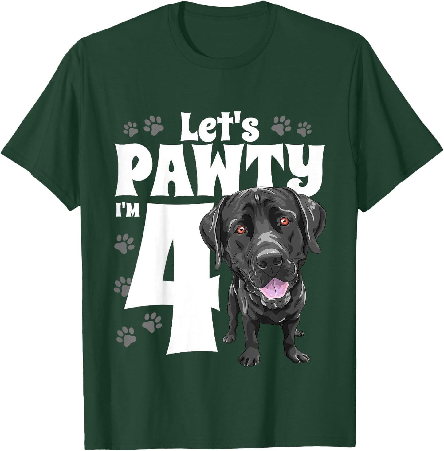 4 Year Old Black Lab Dog Birthday Pawty Labrador 4th Gift T-Shirt - T-Shirt | Forest