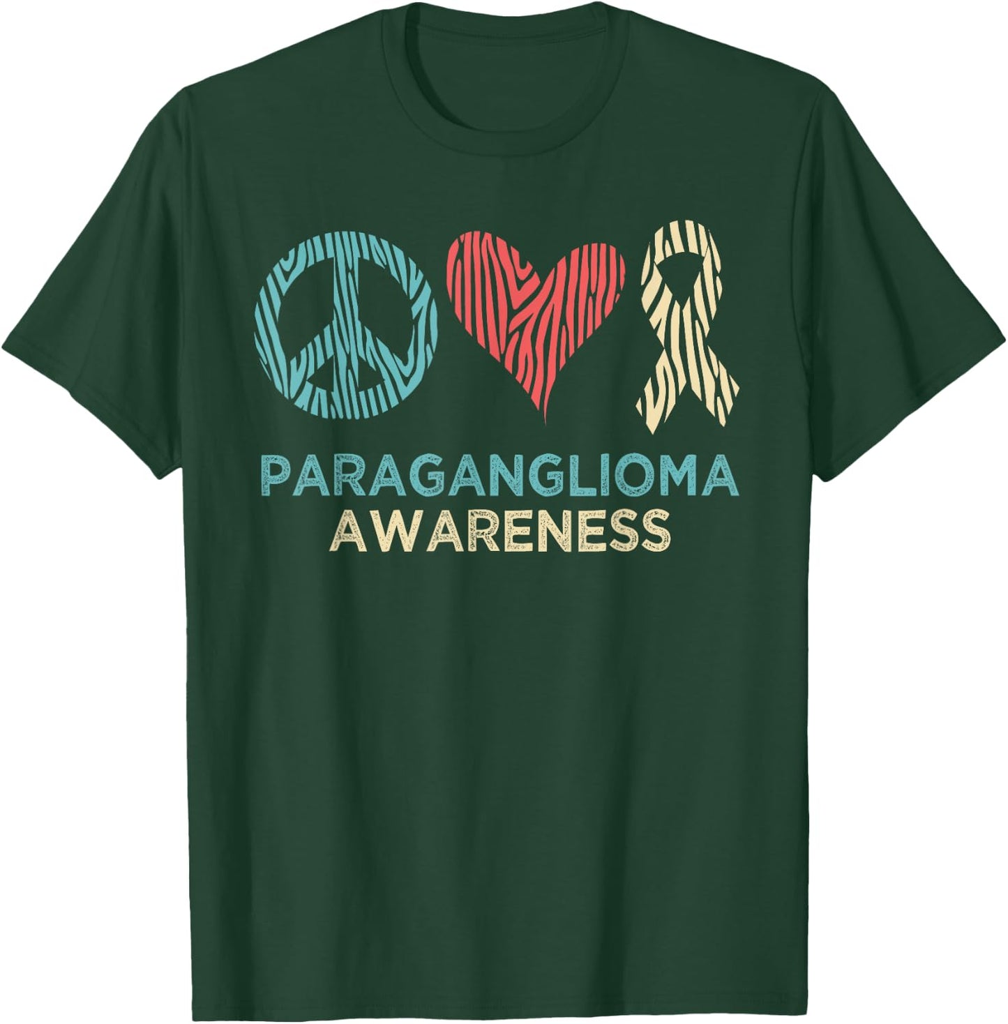 Paraganglioma Awareness Zebra Stripes Vintage Retro Pattern T-Shirt - T-Shirt | Forest