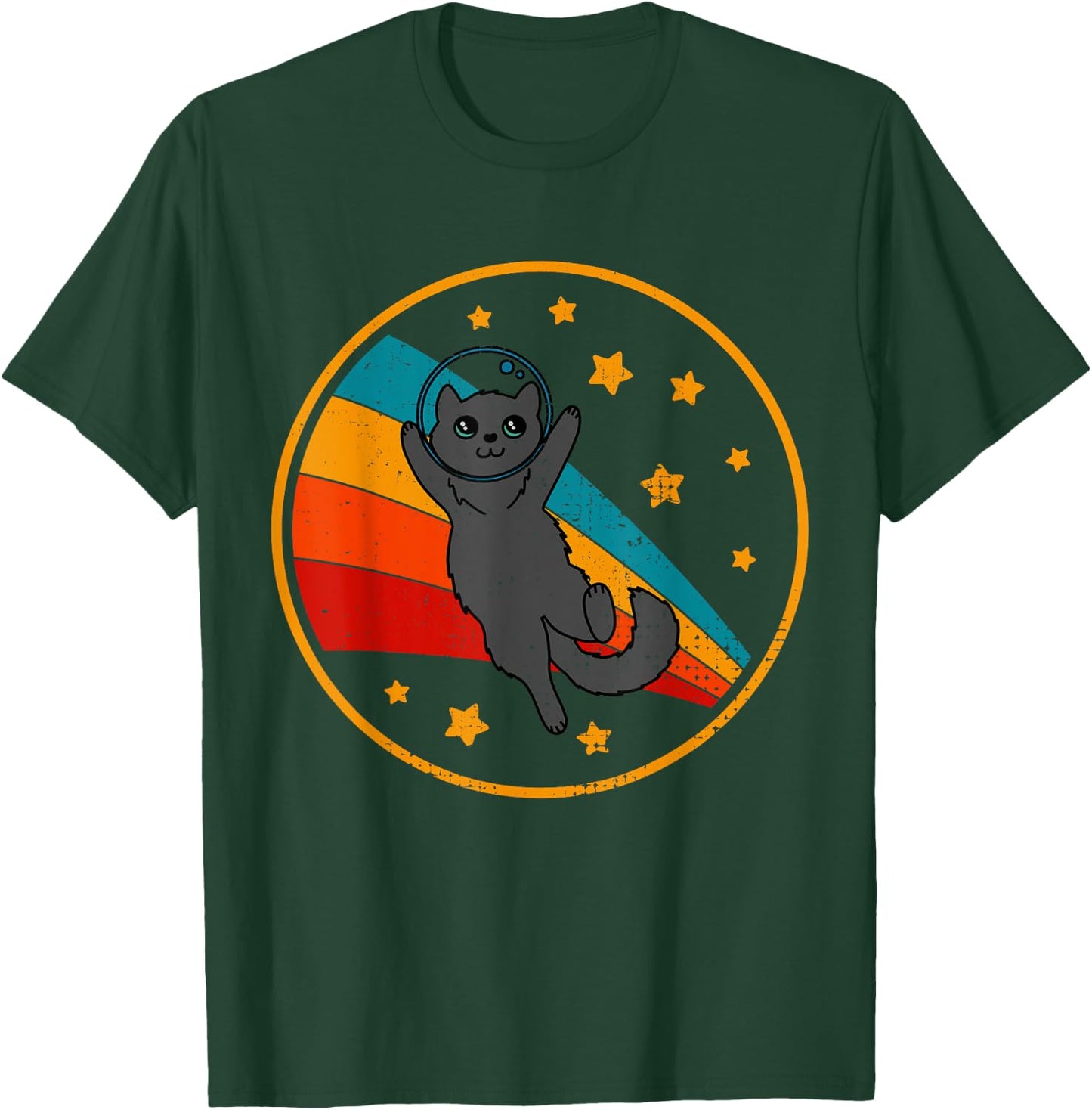 Cute Vintage Nebelung Cat Retro Space Cat Men Women Kids T-Shirt - T-Shirt | Forest