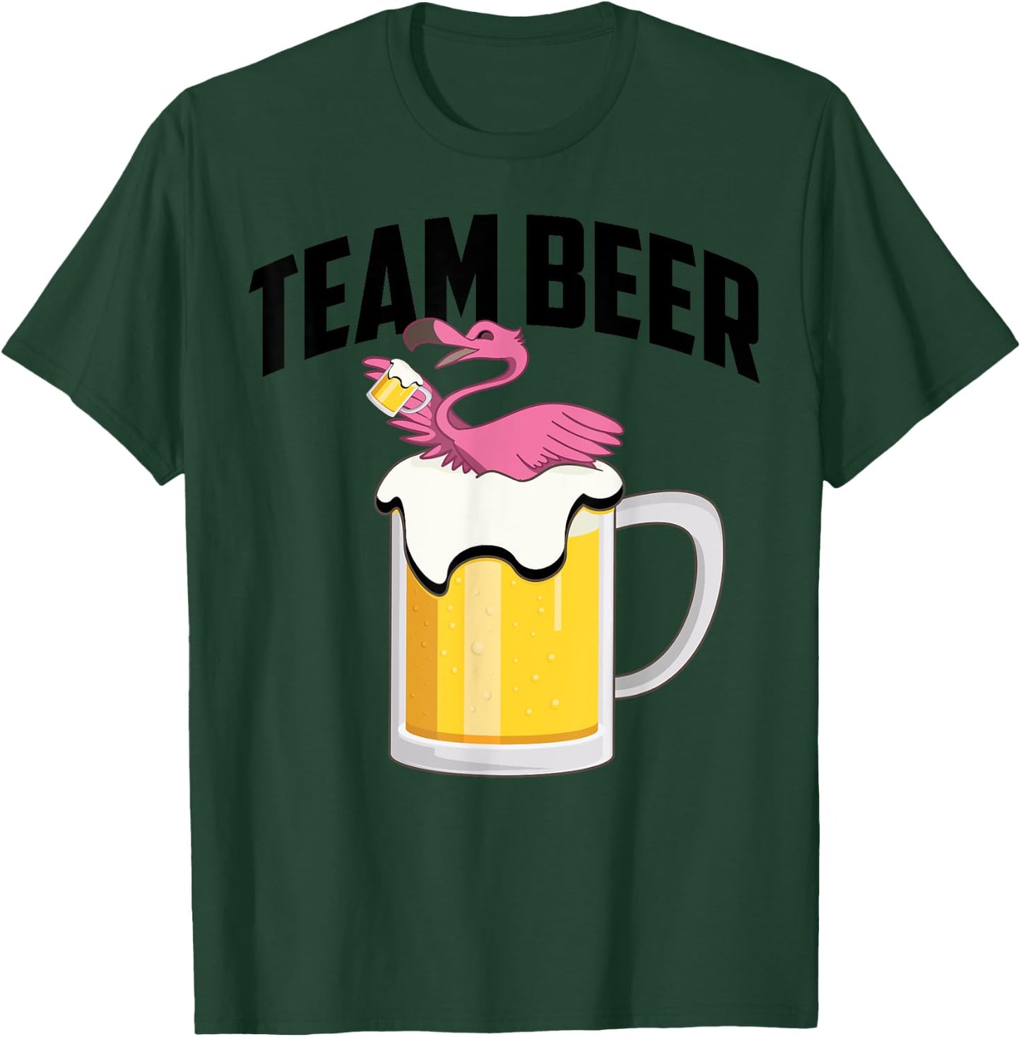 Cool Team Beer Funny Flamingo Bird Alcohol Drinker Fan Gift T-Shirt - T-Shirt | Forest