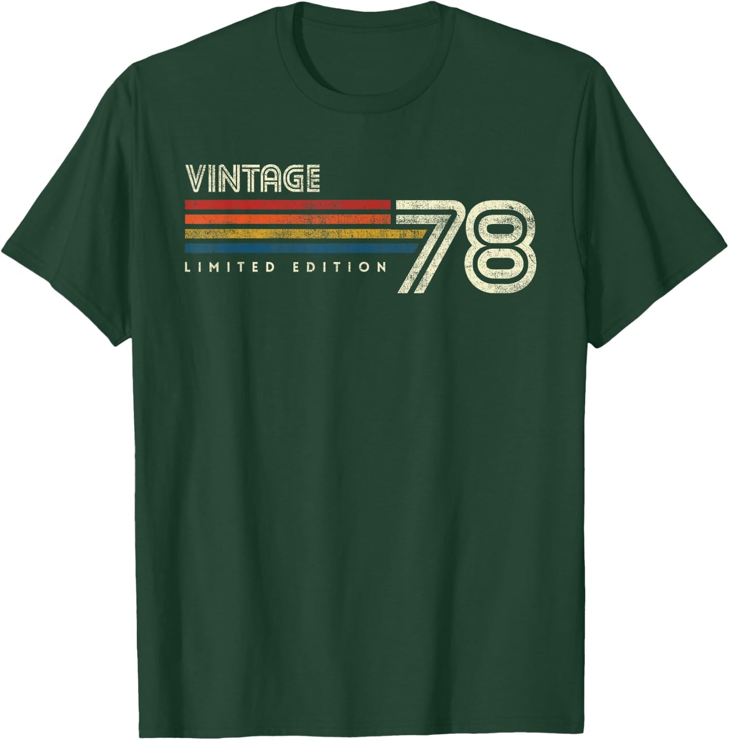 Vintage 1978 Chest Stripe Birthday T-Shirt - T-Shirt | Forest