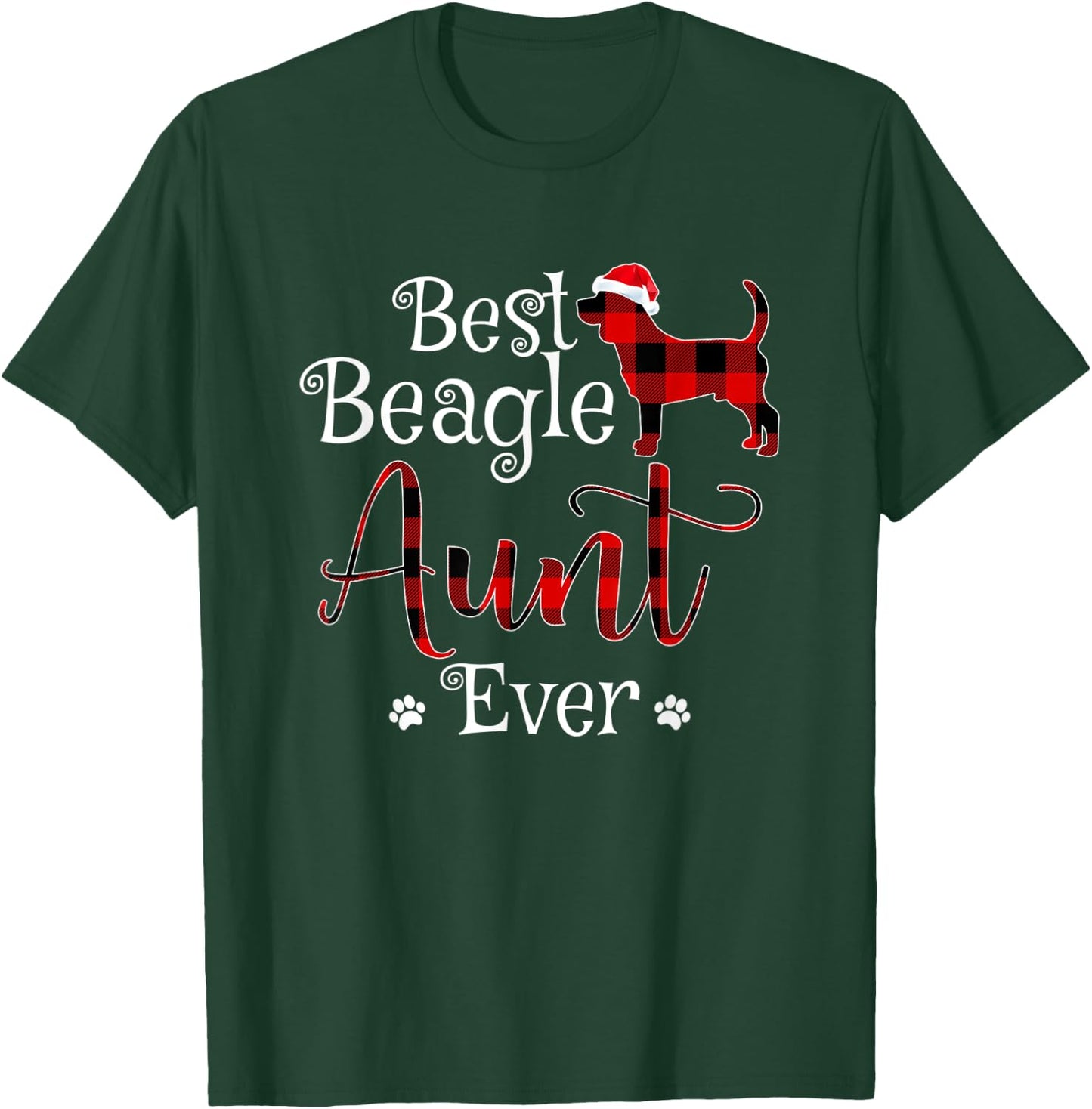 Best Beagle Aunt Ever plaid Christmas Gift T-Shirt - T-Shirt | Forest