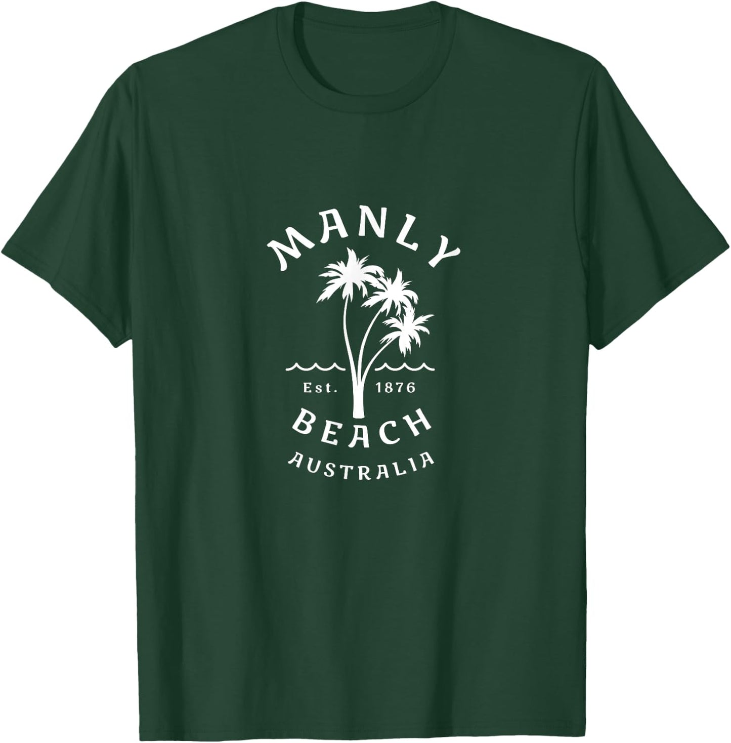 Retro Manly Beach Original Australia Graphic Design Novelty T-Shirt - T-Shirt | Forest