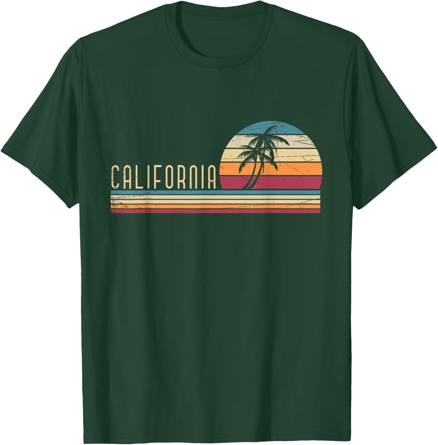 Cali Summer Vacation CA Palm Trees USA Retro California T-Shirt - T-Shirt | Forest