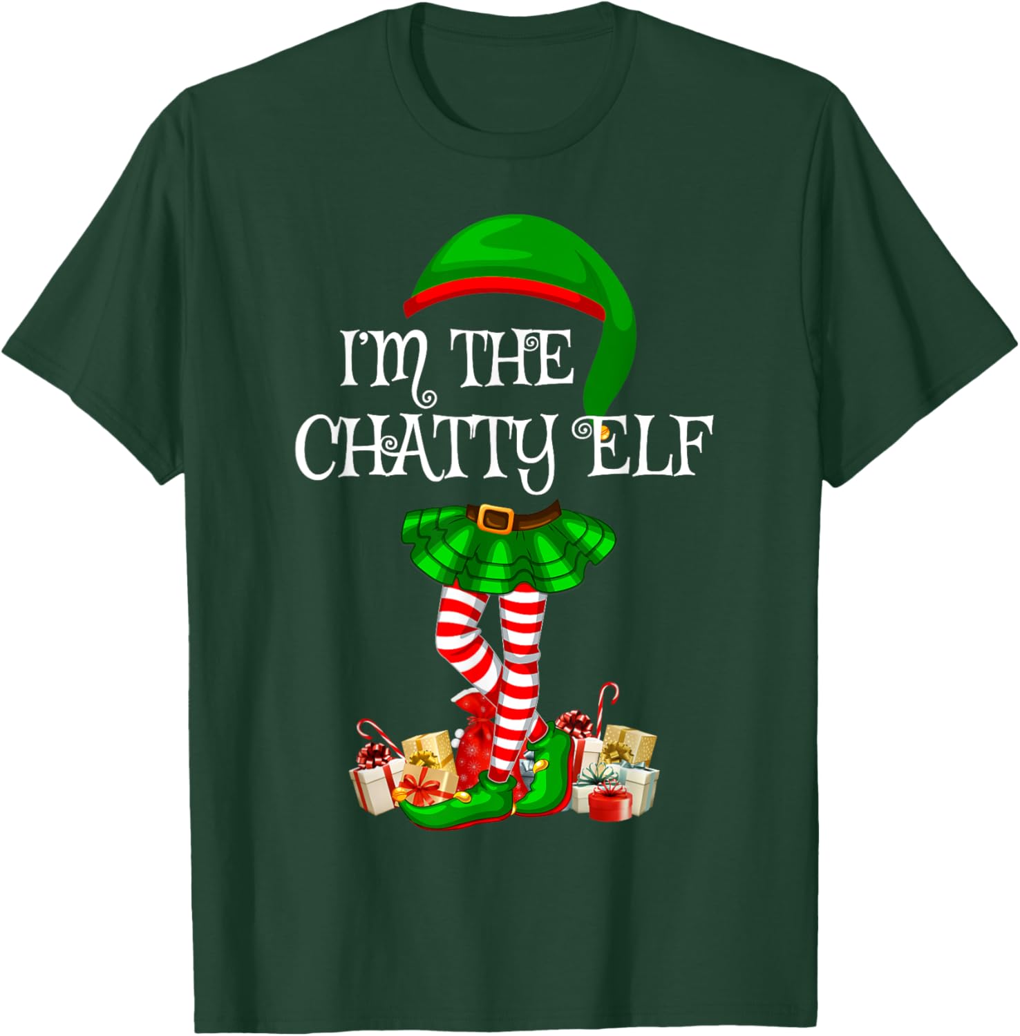Matching Family Women Girls I'm The Chatty Elf Christmas T-Shirt - T-Shirt | Forest