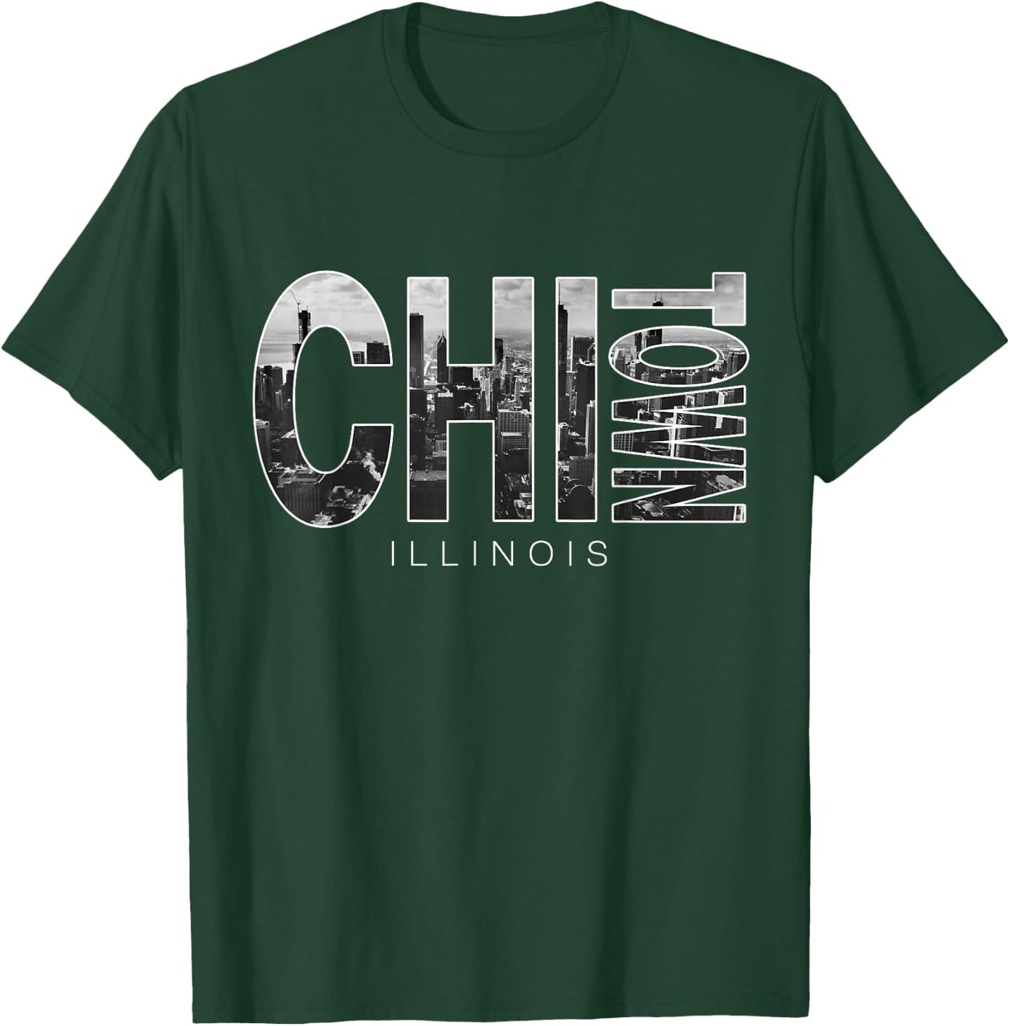 Illinois Chicago Skyline Chi Town T-Shirt - T-Shirt | Forest
