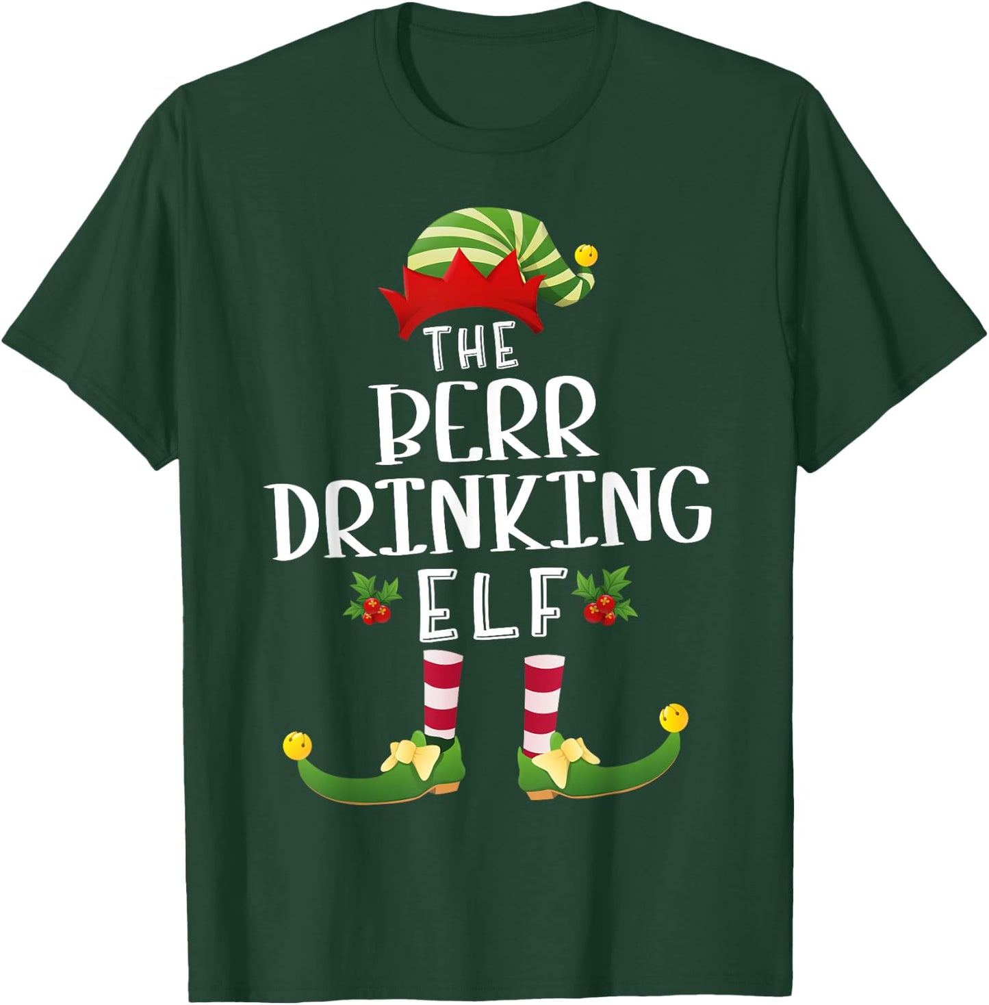 Beer Drinking Christmas Elf Matching Pajama X-Mas Party T-Shirt - T-Shirt | Forest