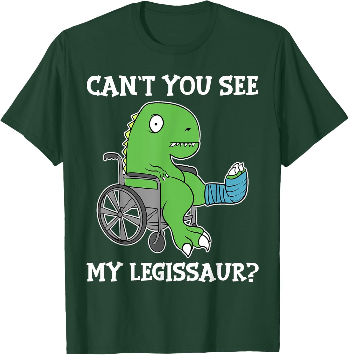 Dino Funny Get Well Broken Leg Gift Dinosaur with a Cast Small T-Shirt - T-Shirt | Forest