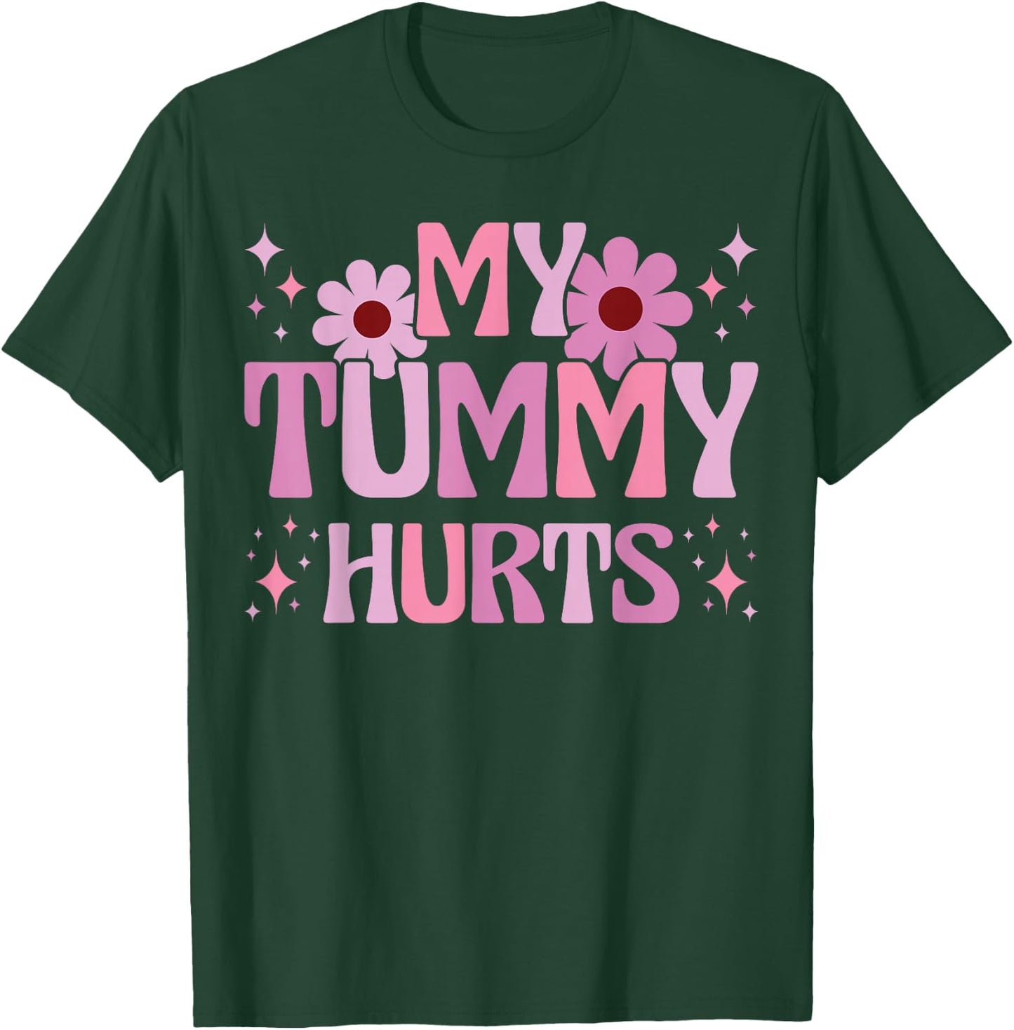 Stomach Ache IBS Pain Tummy Ache . Retro Groovy Tummy Ache Survivor My Tummy Hurts - -Adults - Black - Small - Short Sleeve - Modern T-Shirt - T-Shirt | Forest