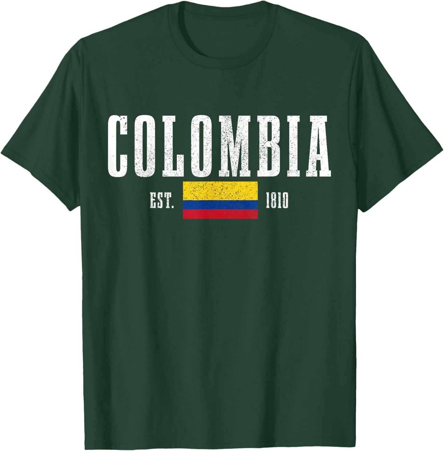 Colombia Est. 1810 Colombian Flag Vintage Colombia T-Shirt - T-Shirt | Forest