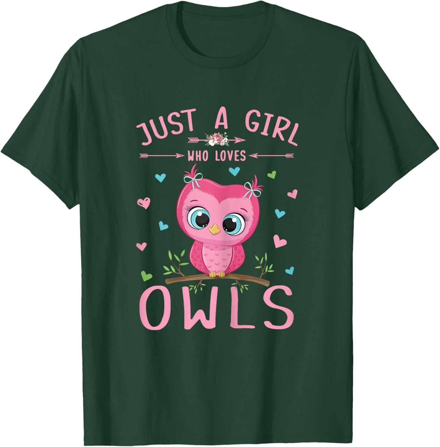 Just A Girl Who Loves Owls Shirt Cute Owl Lover Girls Gifts T-Shirt - T-Shirt | Forest