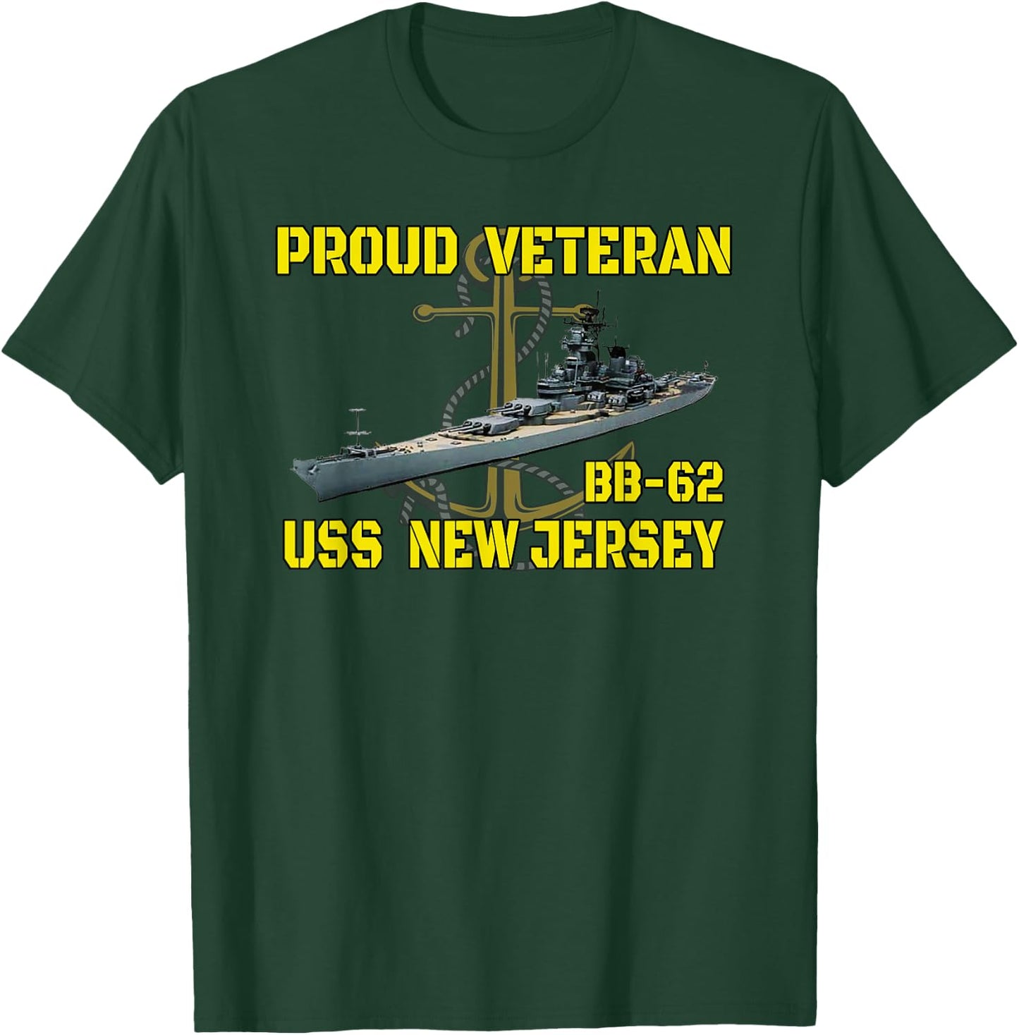 USS New Jersey BB-62 Battleship Veterans Day Father Grandpa T-Shirt - T-Shirt | Forest