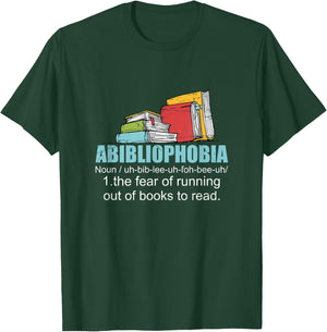 The Fear Of Running Out Of Books To Read Bookworm Reading T-Shirt - T-Shirt | Forest