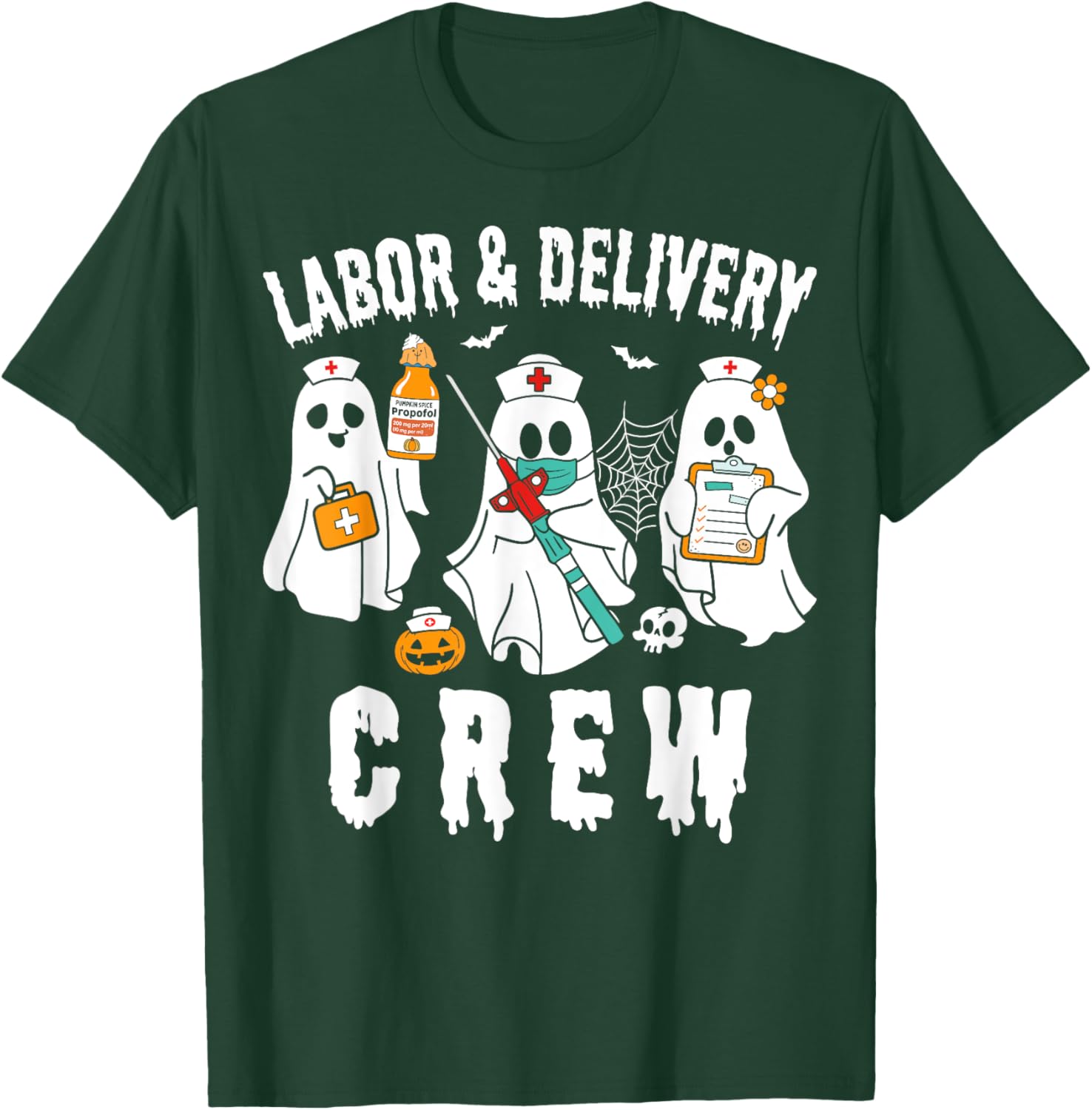 Labor & Delivery Boo Crew Funny Halloween Costume L&d Nurse T-Shirt - T-Shirt | Forest