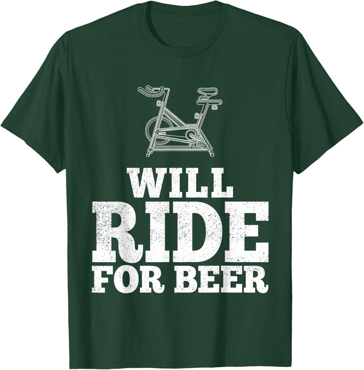 Will Ride For Beer Spin Class Funny Spinning Cycling Gym T-Shirt - T-Shirt | Forest