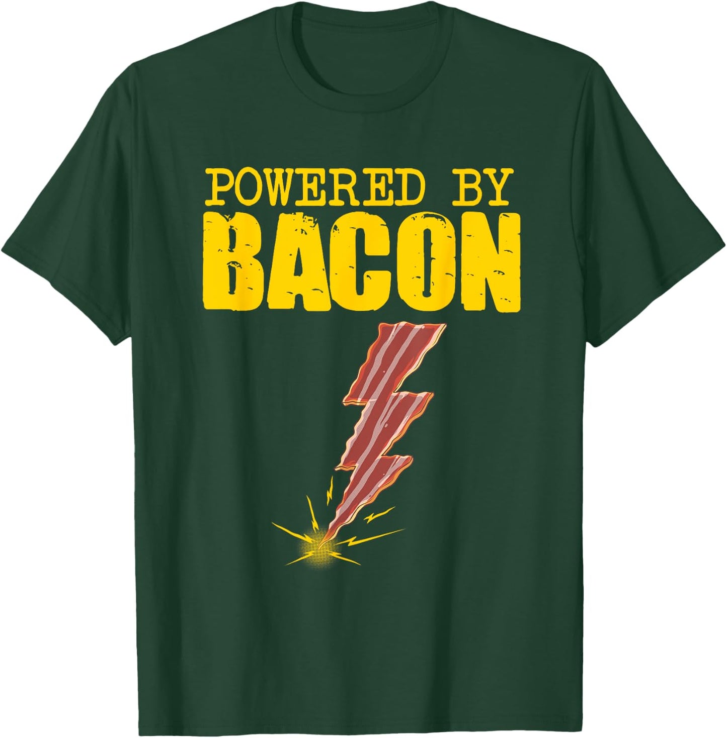 Funny Powered By Bacon Gift Women Pork Belly Lover T-Shirt - T-Shirt | Forest