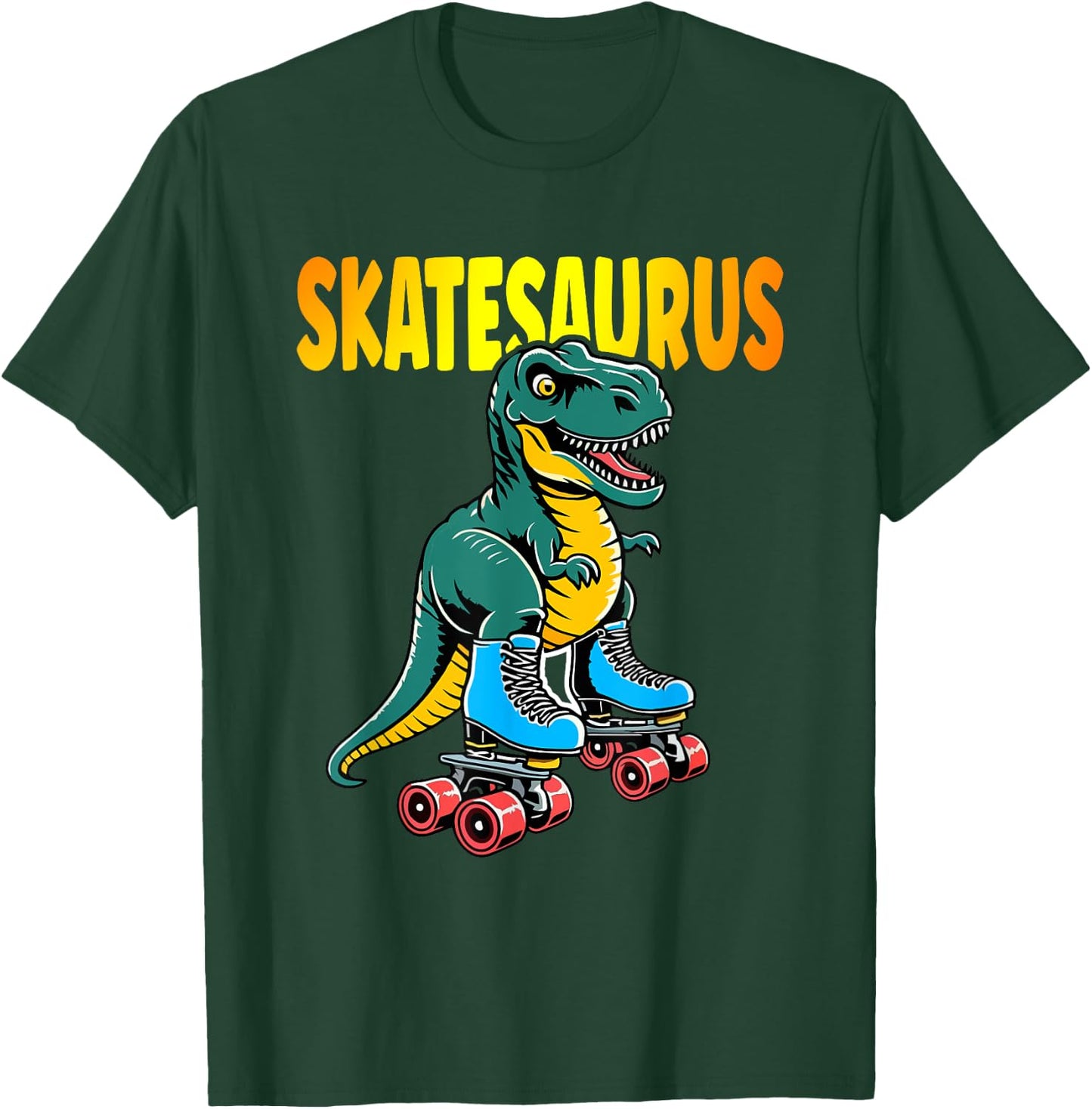 Skate Dinosaurs Roller Skating Skatesaurus Roller Dino T-Shirt - T-Shirt | Forest