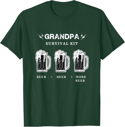 Funny Grandpa Beer Shirt, Fathers Day Survival Kit Beer T-Shirt - T-Shirt | Forest