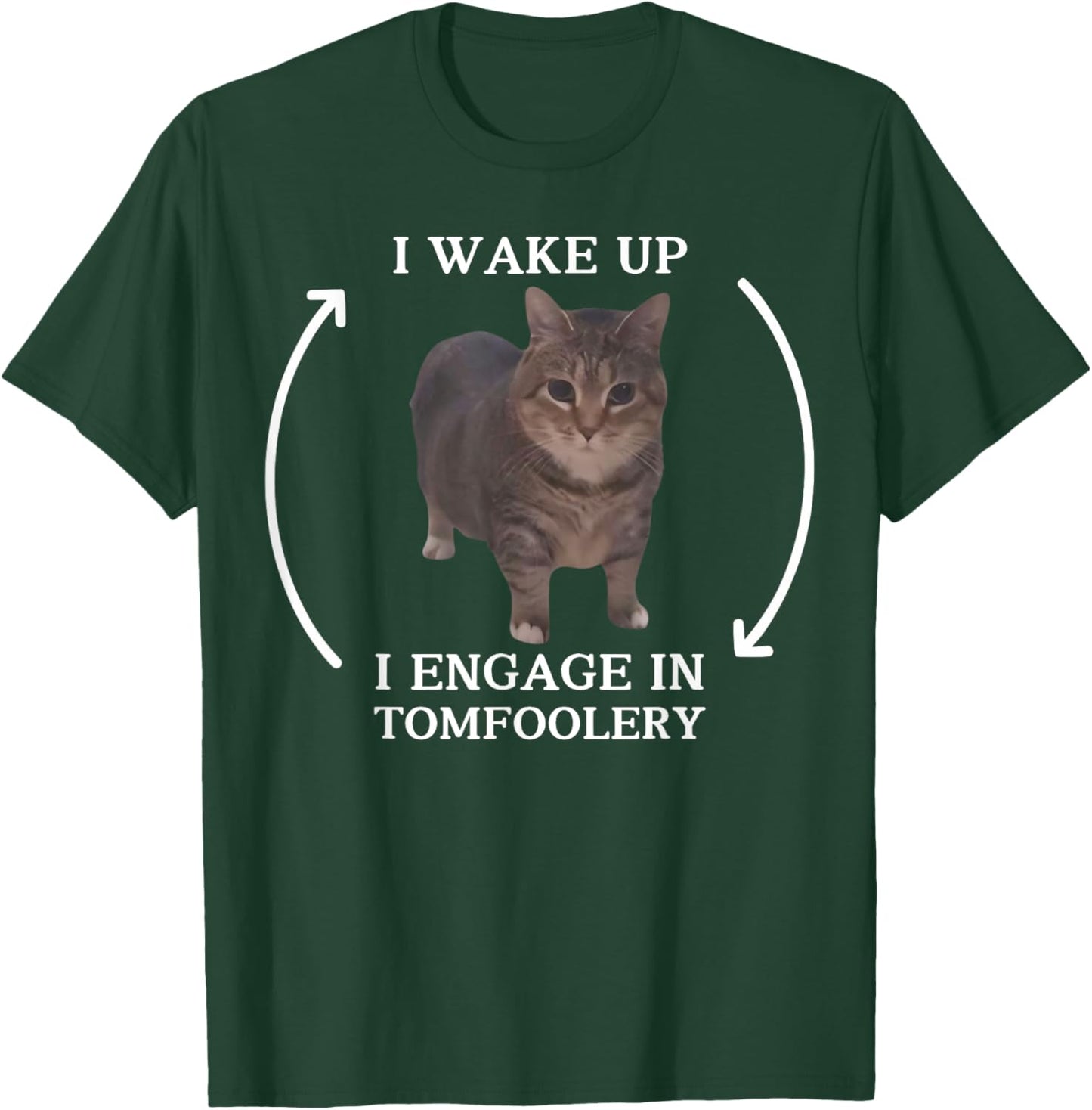 I Wake Up I Engage in Tomfoolery Meme Funny Memes Cat Meme Men Women T-Shirt - T-Shirt | Forest