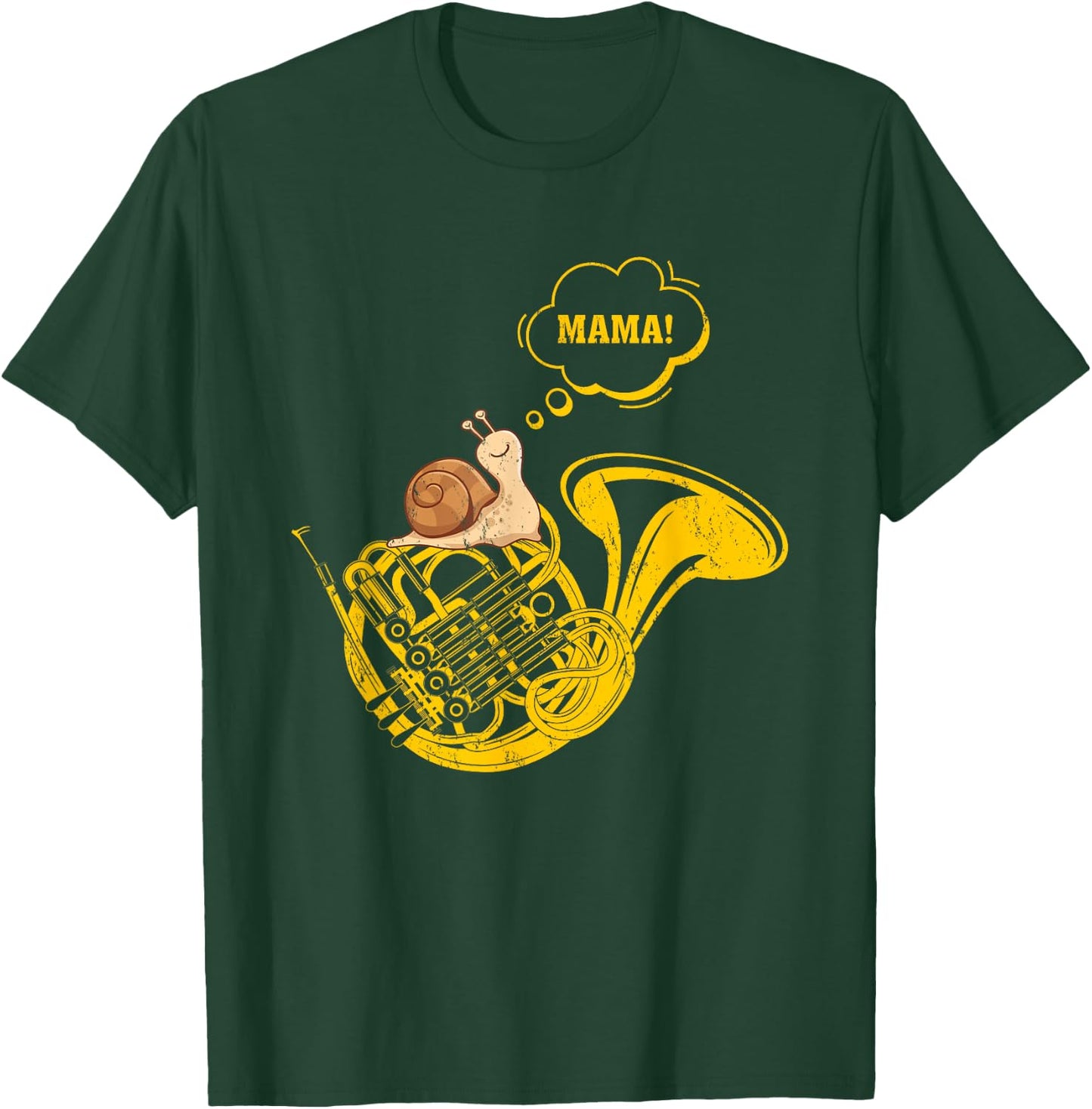 French Horn Snail Mama Funny French Horn Music Player T-Shirt - T-Shirt | Forest
