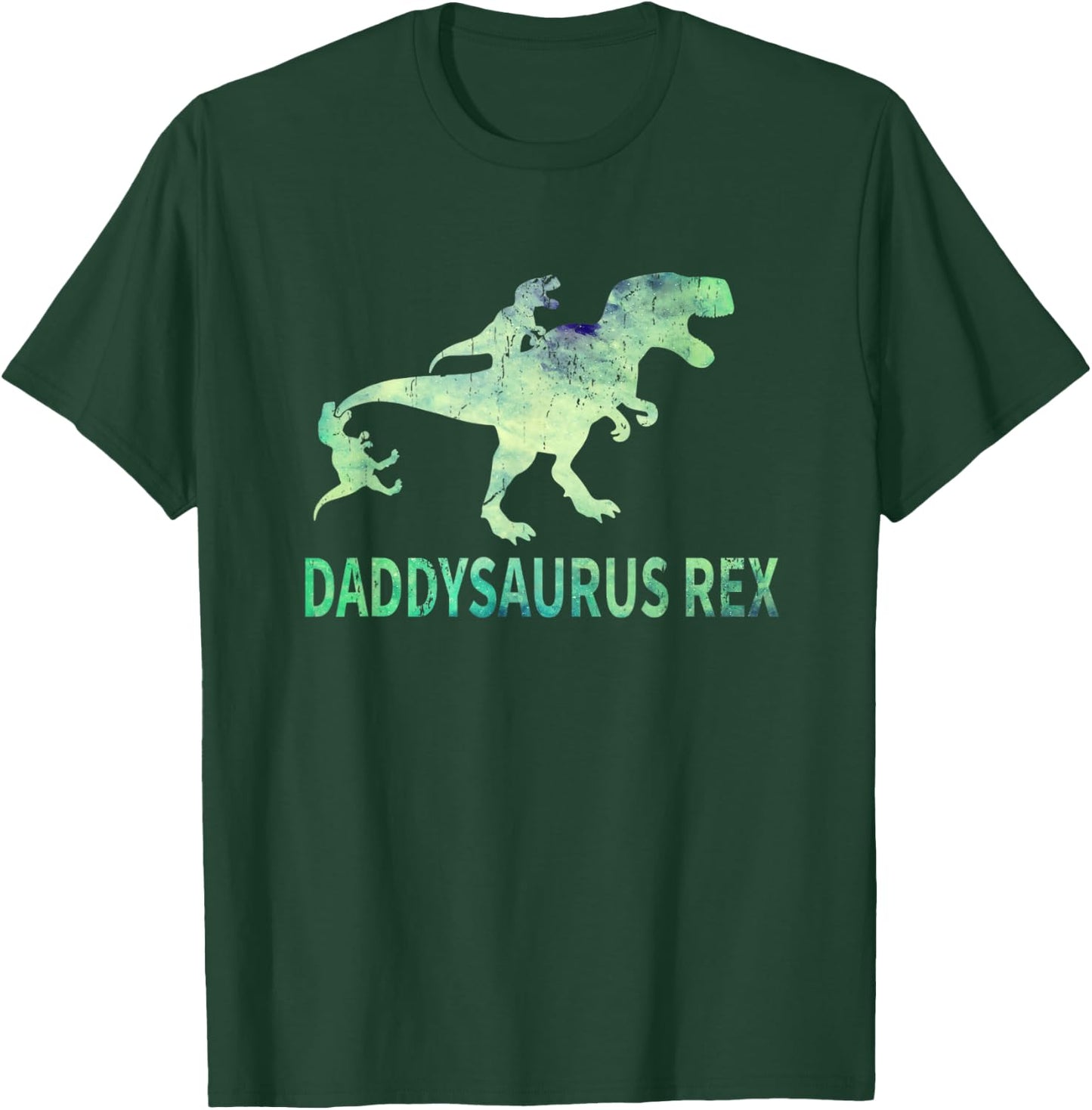 Daddysaurus T Rex Dinosaur Daddy Saurus Dad 2 Two Kids Dino T-Shirt - T-Shirt | Forest