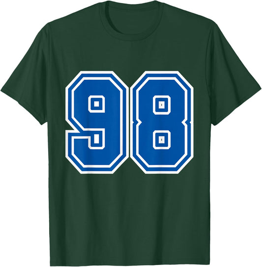 Blue Sports Team Number #98 T-Shirt - T-Shirt | Forest