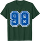 Blue Sports Team Number #98 T-Shirt - T-Shirt | Forest