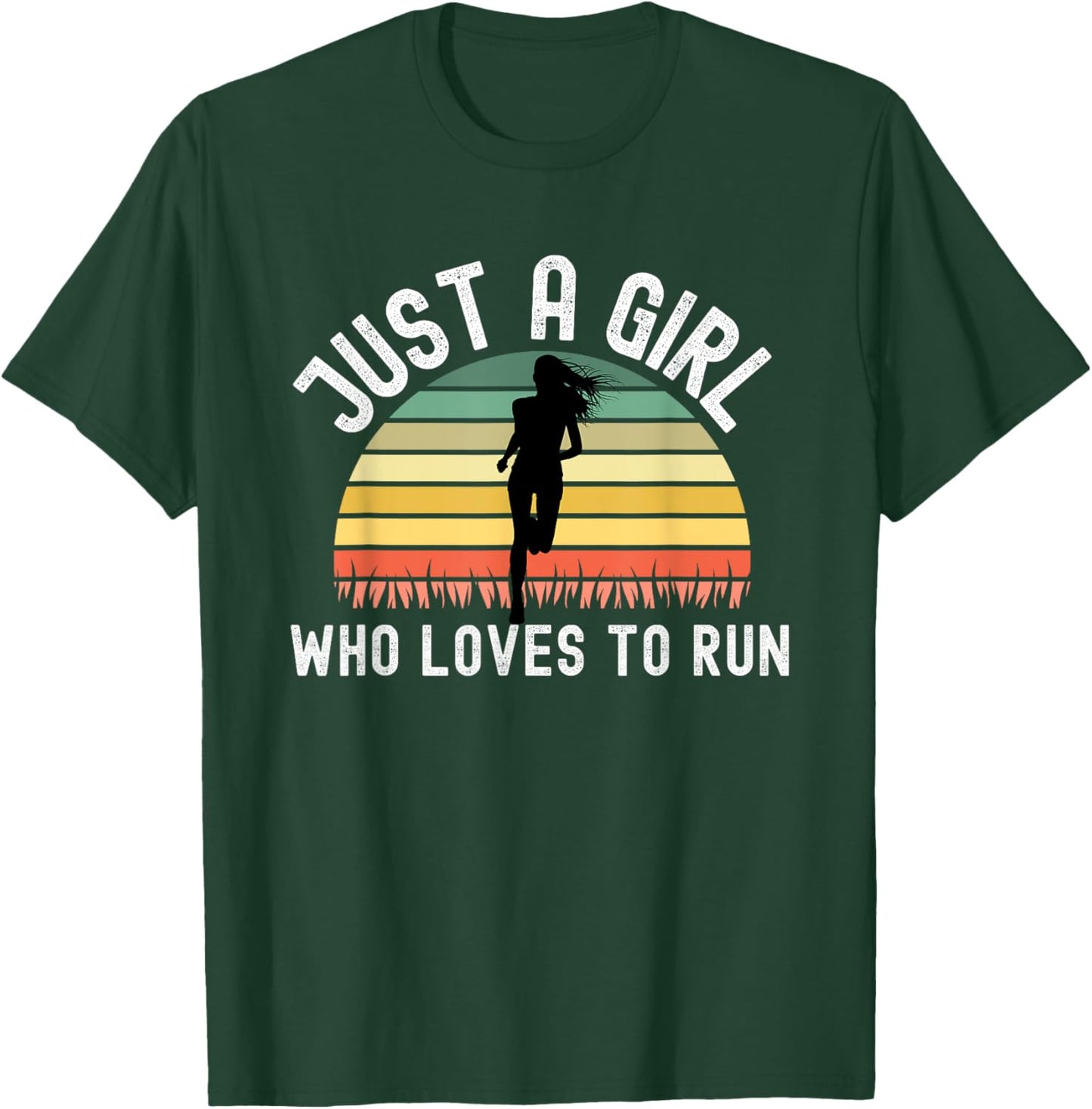 Retro Vintage Just A Girl Who Loves To Run, Female Runner T-Shirt - T-Shirt | Forest